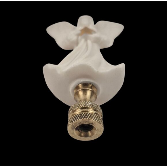 Lenox Angel Lamp Finial Matte Bisque Porcelain Gold Star Vintage Christmas Decor - Picture 8 of 10